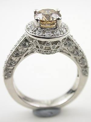 Antique Style Fancy Champagne Diamond Engagement Ring