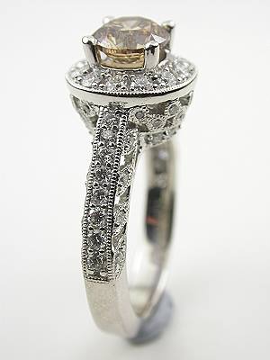 Antique Style Fancy Champagne Diamond Engagement Ring