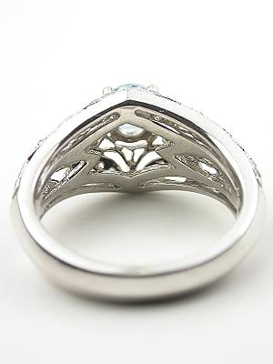 Antique Style Aquamarine and Filigree Engagement Ring