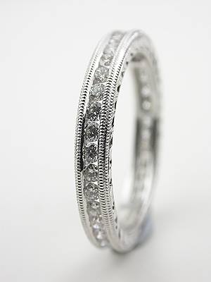 Diamond Eternity Band with Carved Motif