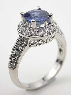 Contemporary Blue Sapphire Engagement Ring