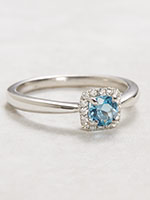 Aquamarine Engagement Ring with Diamond Halo