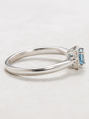 Aquamarine Engagement Ring with Diamond Halo