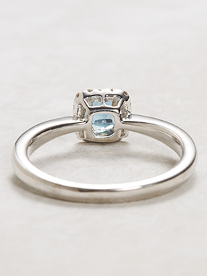 Aquamarine Engagement Ring with Diamond Halo