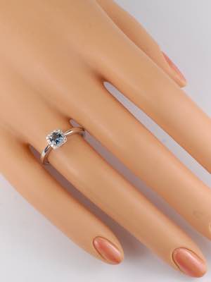 Aquamarine Engagement Ring with Diamond Halo