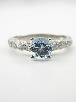 Diamond Lace Aquamarine Engagement Ring