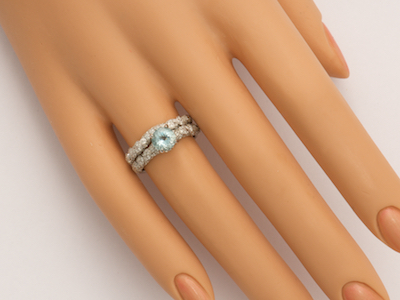 Diamond Lace Aquamarine Engagement Ring