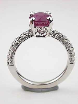 Heart Motif Ruby Engagement Ring