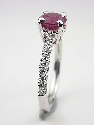 Heart Motif Ruby Engagement Ring