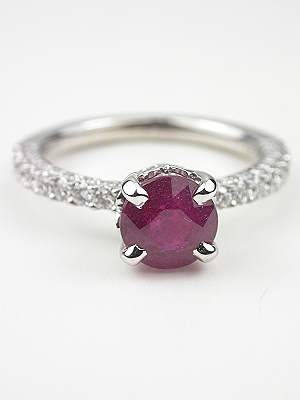 Heart Motif Ruby Engagement Ring