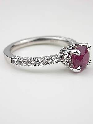 Heart Motif Ruby Engagement Ring