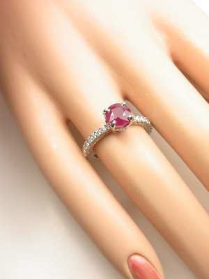 Heart Motif Ruby Engagement Ring