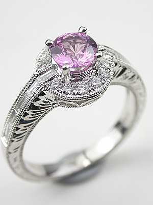 Vintage Inspired Pink Sapphire Engagement Ring