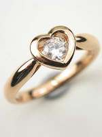 Diamond and Heart Promise Ring in Rose Gold