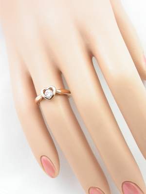 Diamond and Heart Promise Ring in Rose Gold
