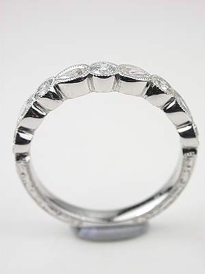 Antique Style Wedding Band with Pear Brilliant Cut Diamonds