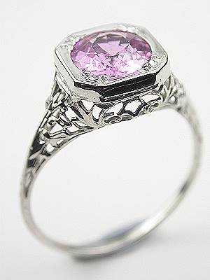 Edwardian Antique Pink Sapphire Engagement Ring