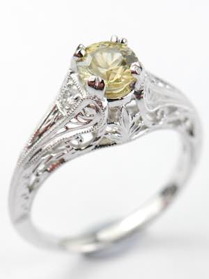 Vintage Style Engagement Ring with Yellow Sapphire