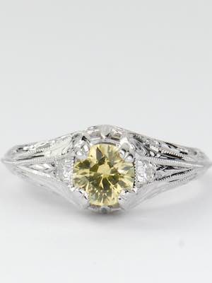 Vintage Style Engagement Ring with Yellow Sapphire