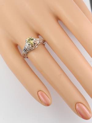 Vintage Style Engagement Ring with Yellow Sapphire