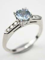 Aquamarine Engagement Ring with Fishtail Setting