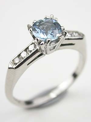 Aquamarine Engagement Ring with Fishtail Setting