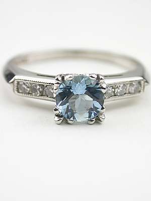 Aquamarine Engagement Ring with Fishtail Setting