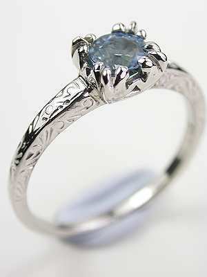 Vintage 1950s Aquamarine Engagement Ring, RG-3354