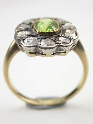 Antique Victorian Peridot and Rose Cut Diamond Ring