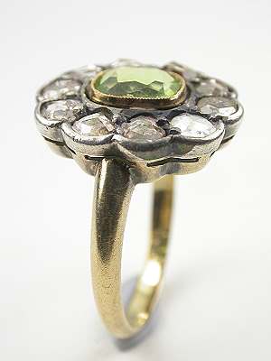 Antique Victorian Peridot and Rose Cut Diamond Ring