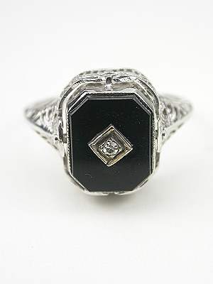 Victorian Antique Onyx and Cameo Flip Ring