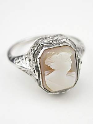 Victorian Antique Onyx and Cameo Flip Ring