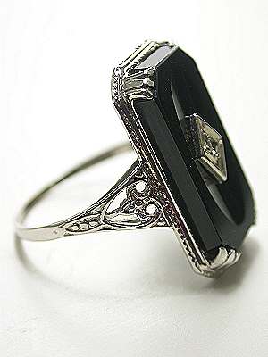 Antique Filigree and Onyx Dinner Ring