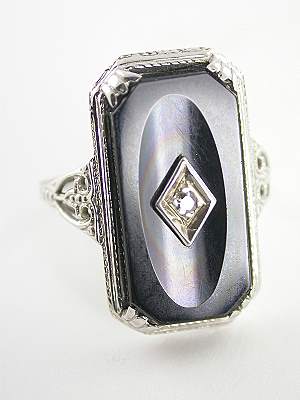 Antique Filigree and Onyx Dinner Ring