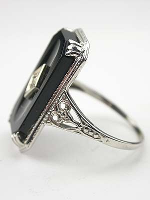Antique Filigree and Onyx Dinner Ring