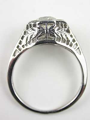 Pierced Filigree Antique Engagement Ring