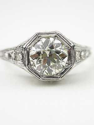 Pierced Filigree Antique Engagement Ring