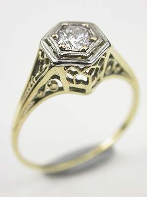 1920s Antique Filigree Engagement Ring