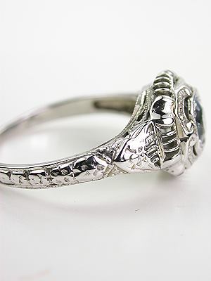 Antique Aquamarine Filigree Ring