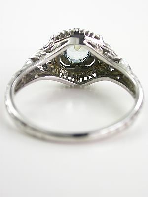 Antique Aquamarine Filigree Ring