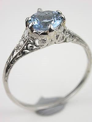 Antique Aquamarine Engagement Ring