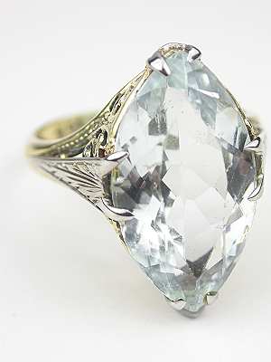 Antique Edwardian Aquamarine Cocktail Ring