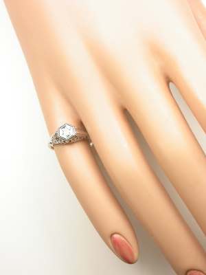 Filigree and Diamond Antique Engagement Ring