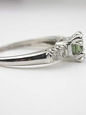 Green Sapphire Vintage Bridal Rings