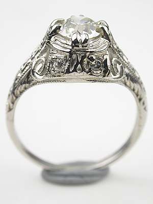 Vintage Filigree Engagement Ring in Platinum