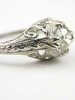 Vintage Filigree Engagement Ring in Platinum