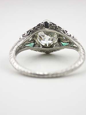 Antique Engagement Ring with Emerald Accents