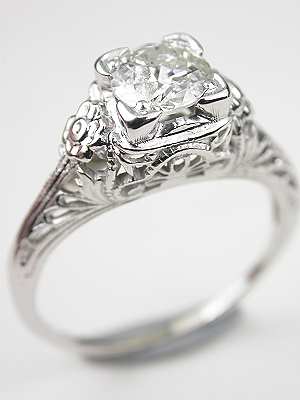 Vintage Filigree Diamond Engagement Ring