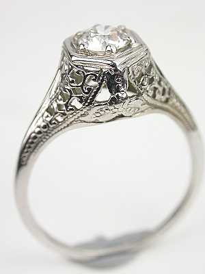 Antique Engagement Ring with Scroll Design