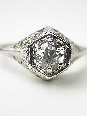 Antique Engagement Ring with Scroll Design